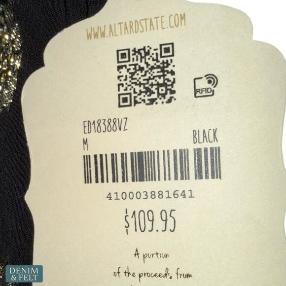 NEW Altar’d State Vanessa Maxi Dress Black Gold Metallic Boho Maxi Formal Glam - Picture 10 of 12